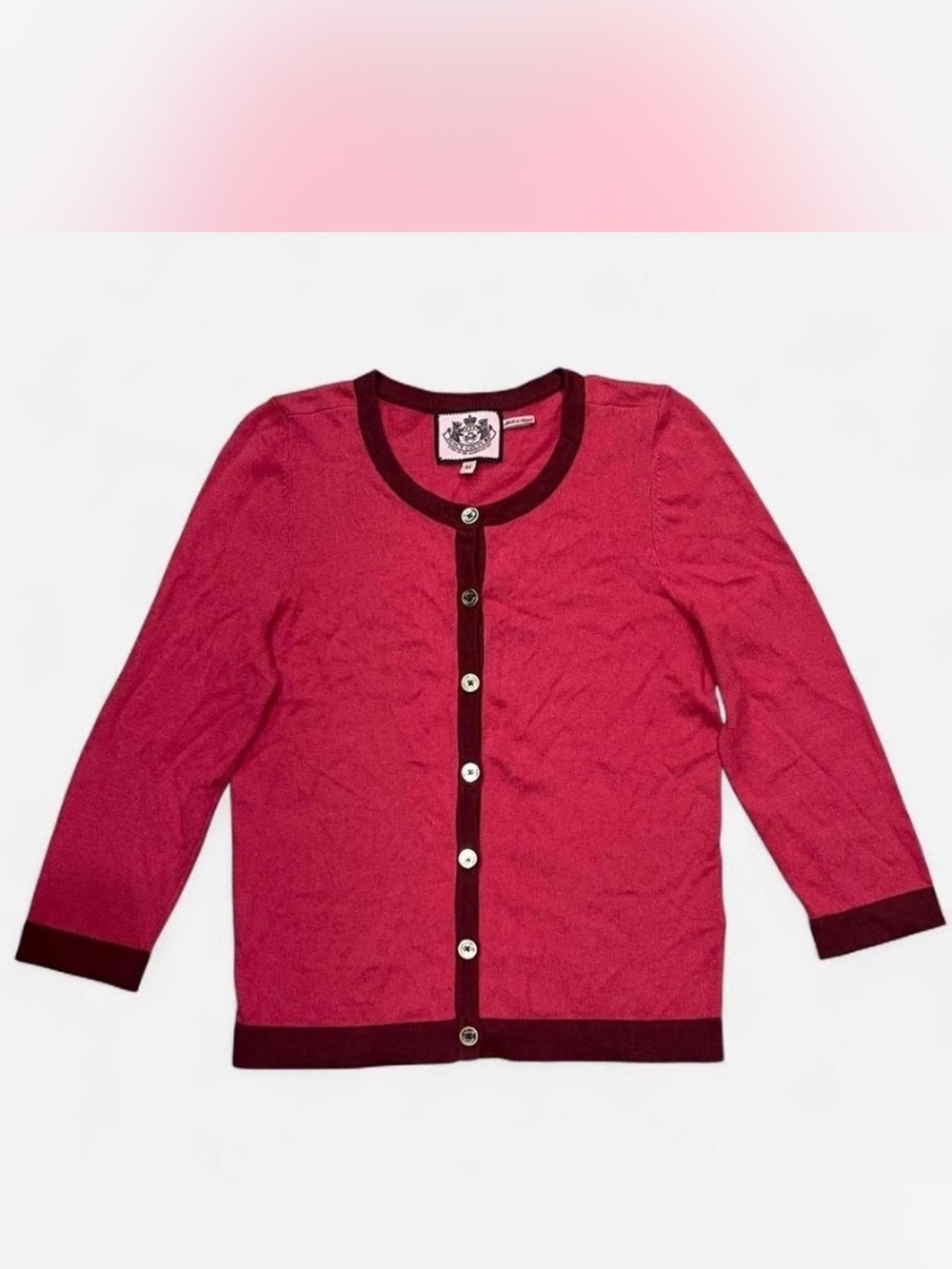 Vintage Y2K Juicy Couture Pink Cashmere Silk Cardigan M Preppy